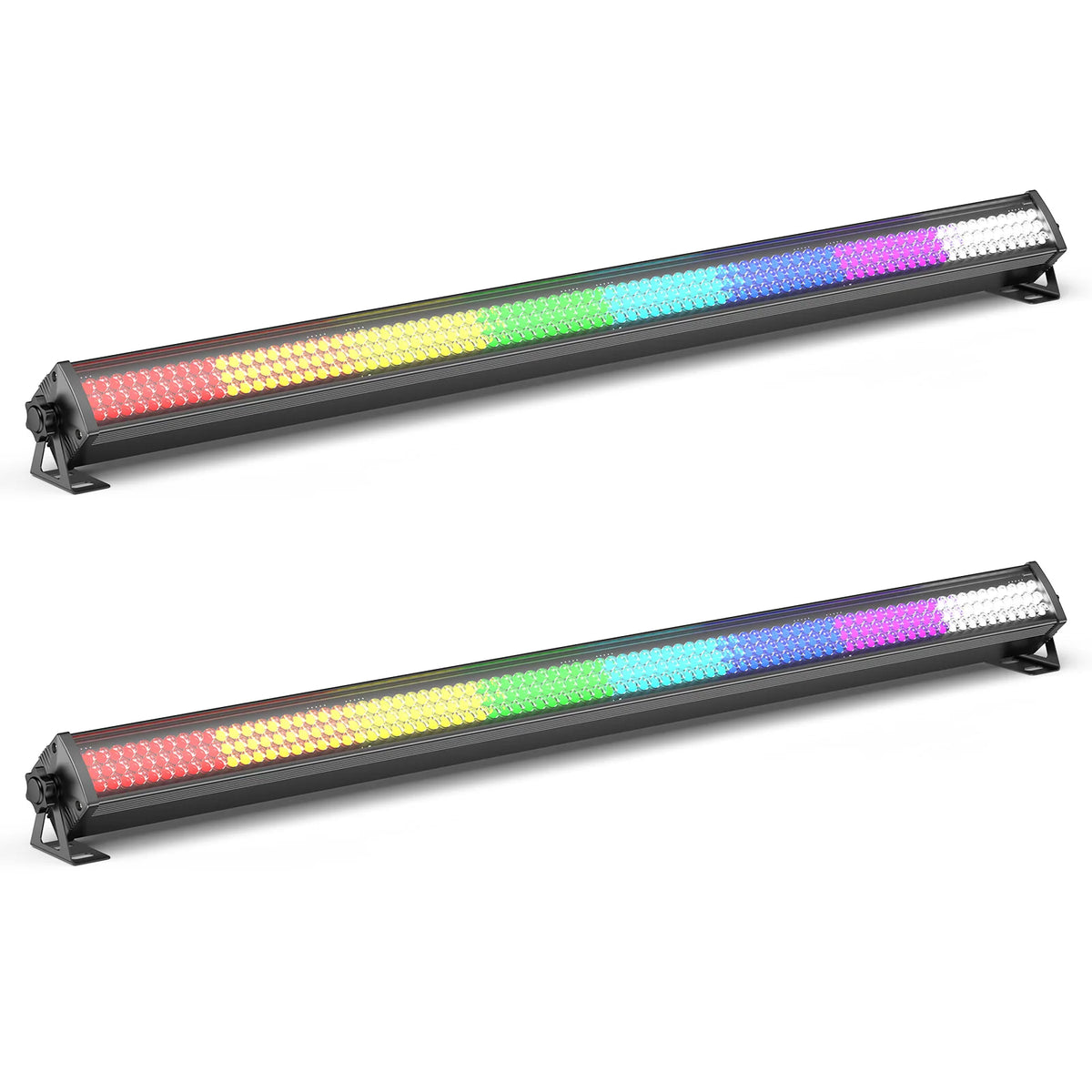 RGB LED wall washer light bar set with two linear arrays and multicolor rainbow glow