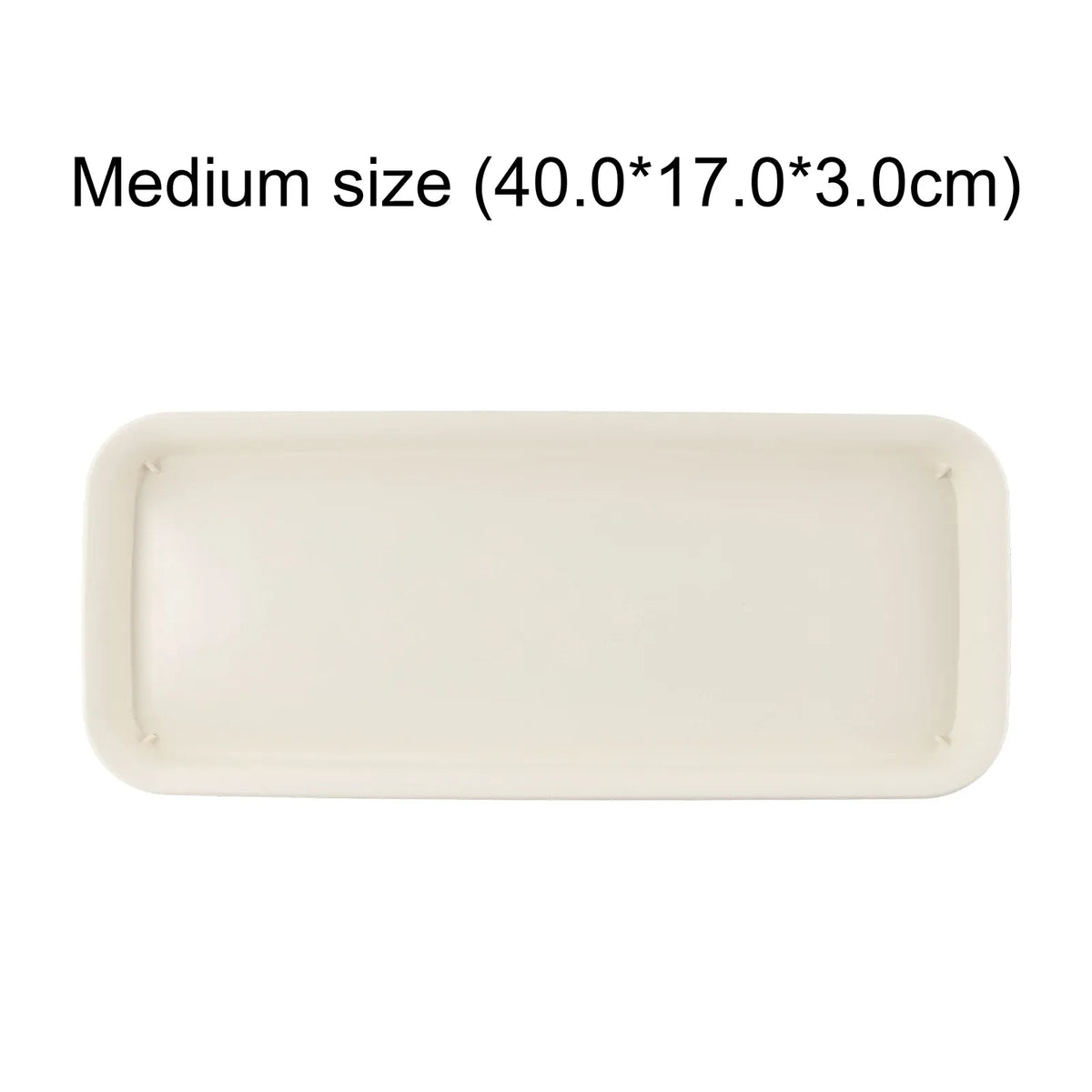 Rectangular plastic water tray, light beige with low sides