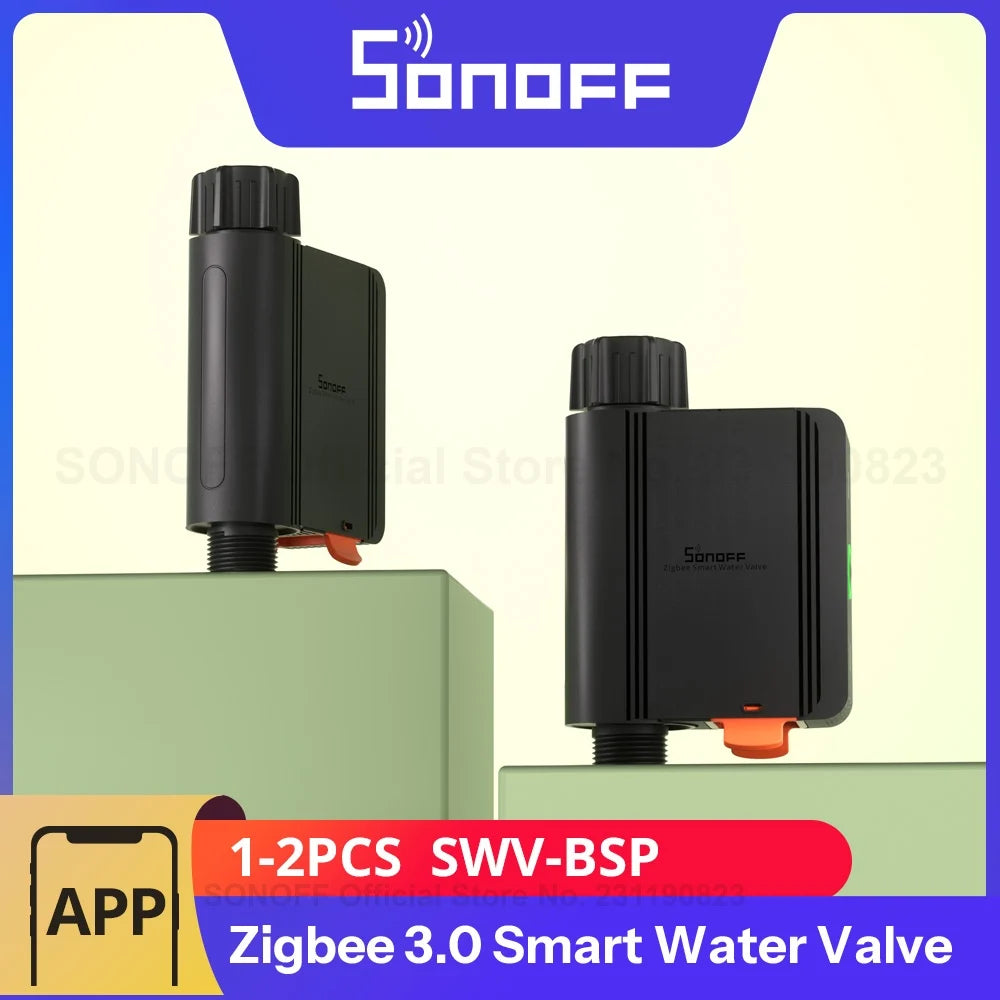 1-2PCS SONOFF SWV-BSP Zigbee3.0 Smart Water Valve IP55 Automatic Irrigation System Suitable for the UK, Europe or Most Countries