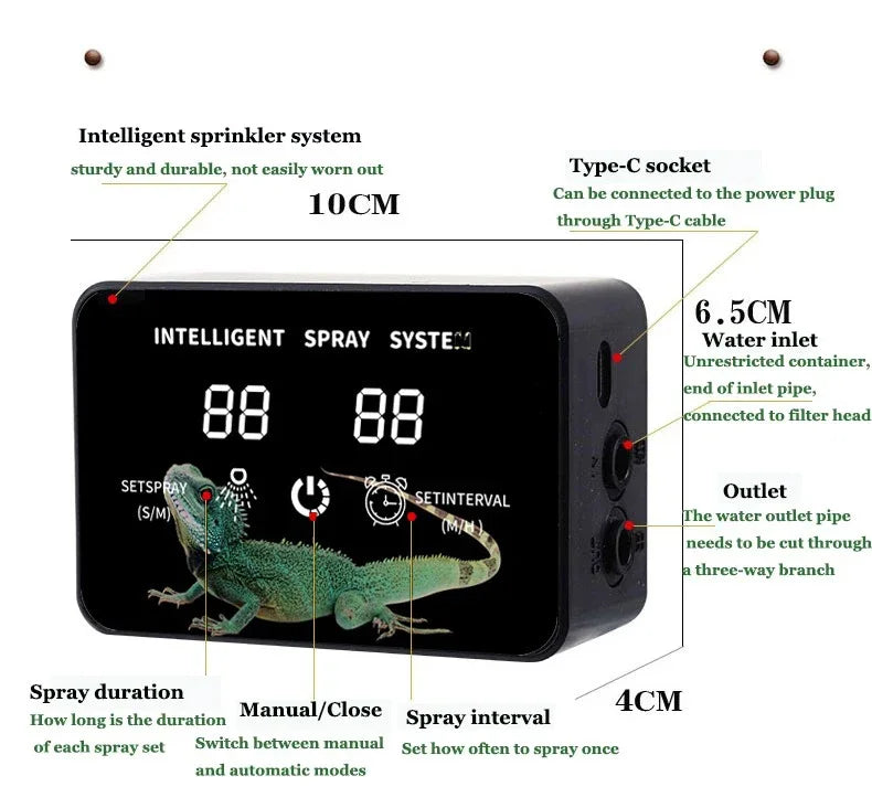 Intelligent Reptile Spray Irrigation Timer System Mist Rainforest Terrariums Automatic Spray Misting Plant Watering System Kit