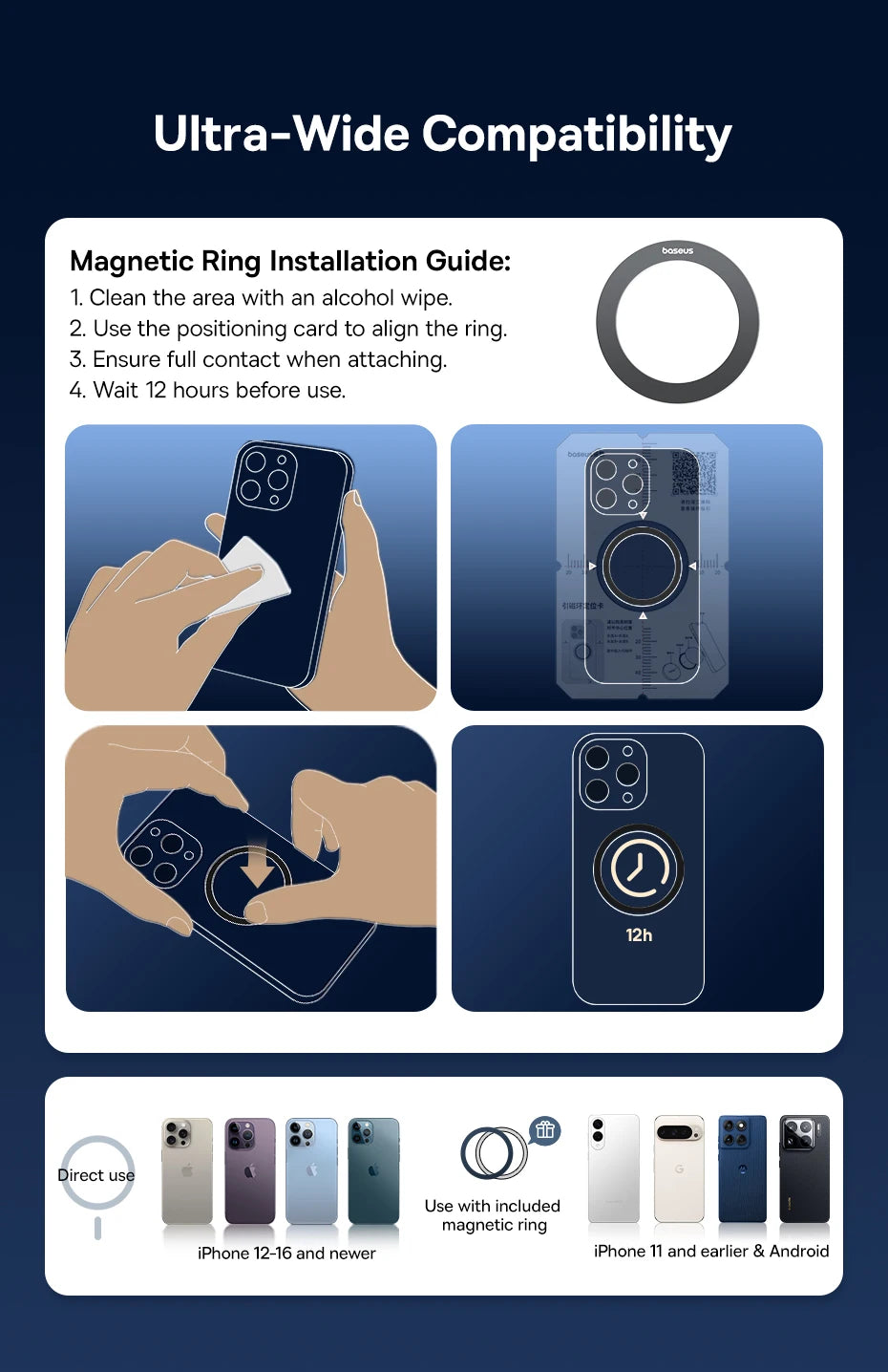 Magnetic Car Phone Holder | 360 Rotation Mount | Silver Tidesmit Tidesmit