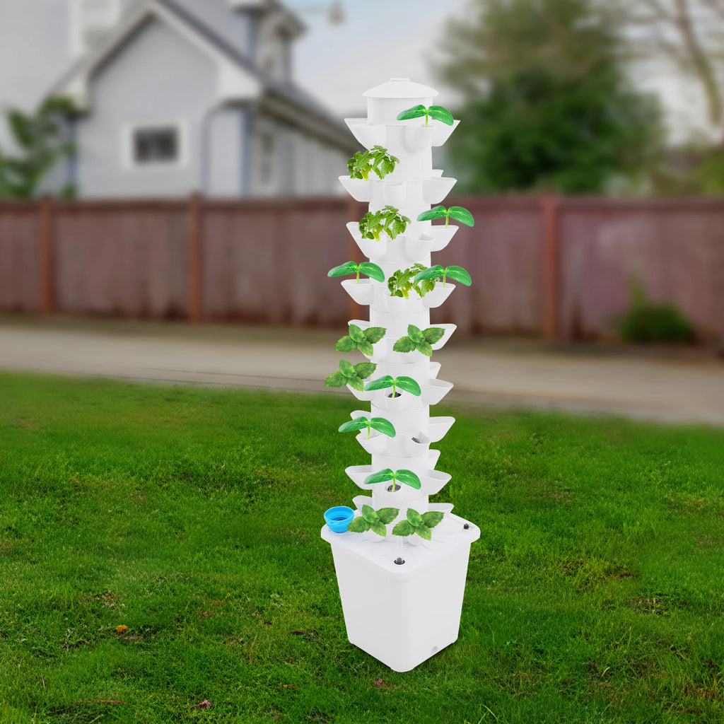 Vertical Hydroponic Growing System 45 Holes Kit with Water Pump Vegetable Planter for Balcony Garden Greenhouse