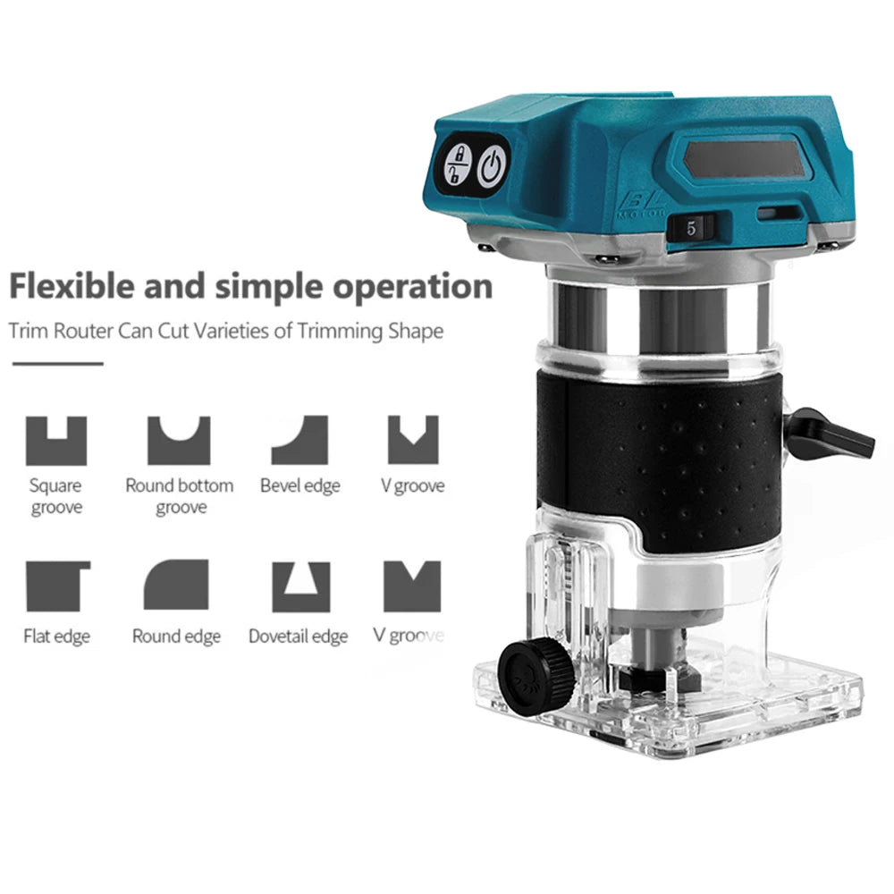 Brushless Wood Router Wood Trimmer Machine Electric Hand Trimmer Carpentry Tool Woodworking Trimming for Makita 18V Battery
