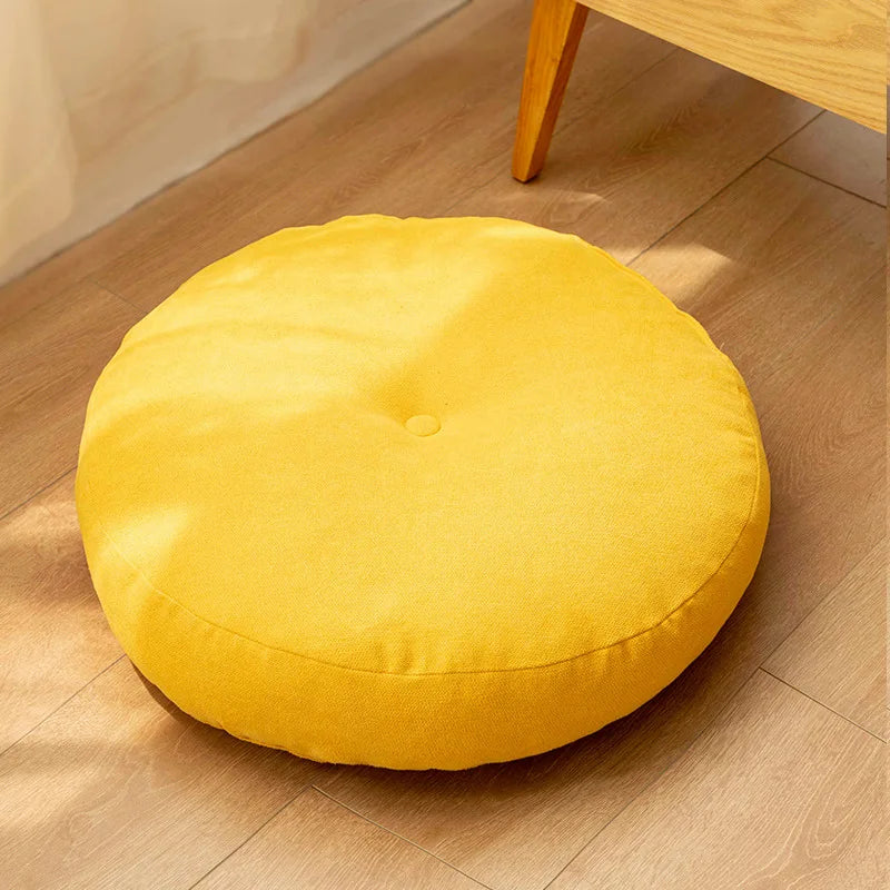 Floor Seat Cushion Thickened Meditation Chair Cushion Simple Japan Style Futon Round Cotton and Linen Tatami Balcony Cushions 방석