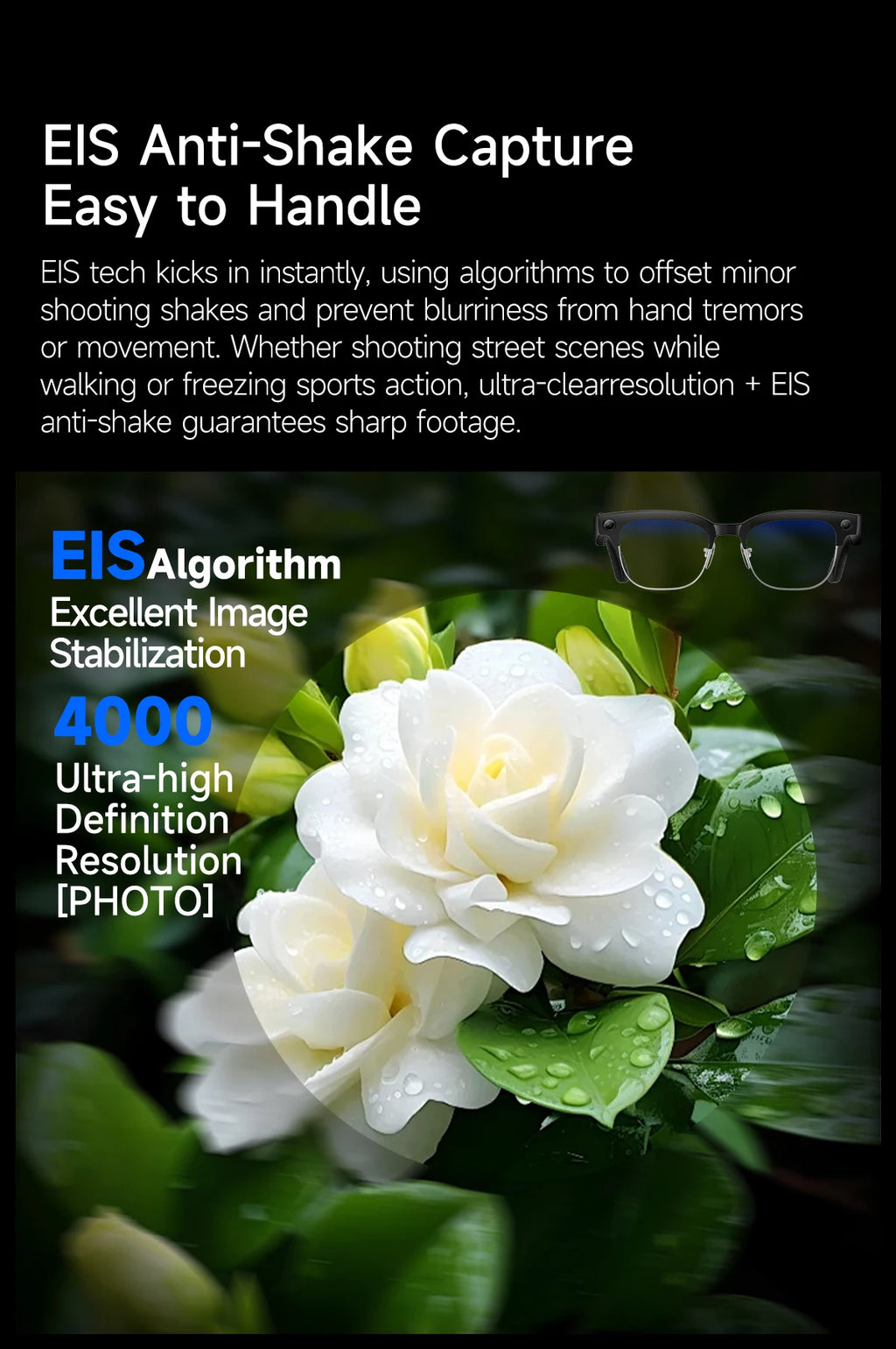 AI Smart Glasses with 8K Camera - Black Bluetooth Mixed Reality Headset Tidesmit