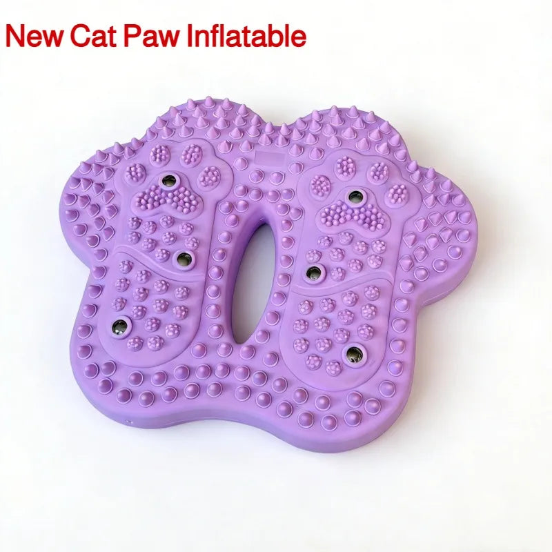 Lavender cat paw-shaped foot massage mat with textured rubber spikes and pressure points for reflexology.