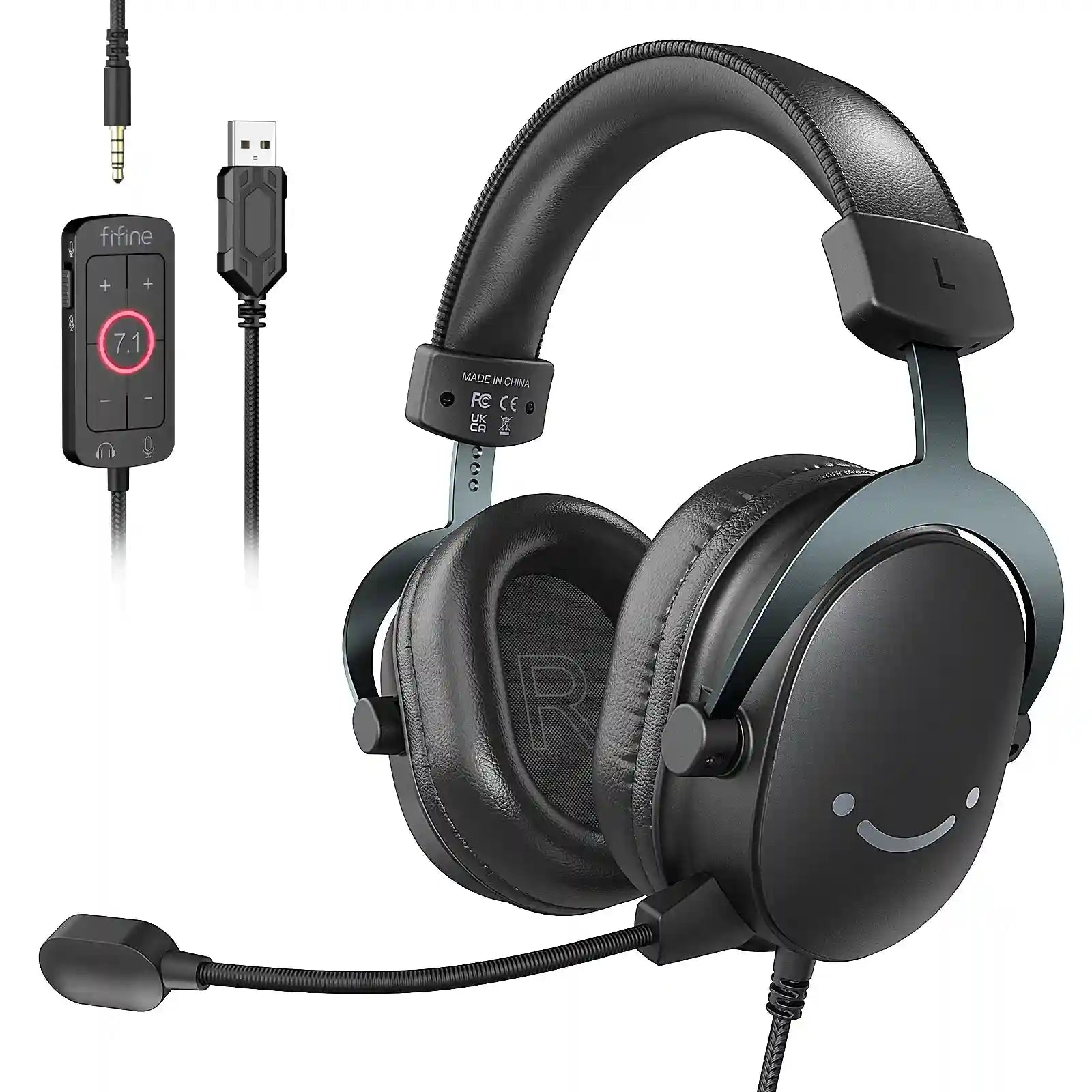 USB Gaming Headset 7.1 Surround Sound Wired PC PS5 H9W black Tidesmit