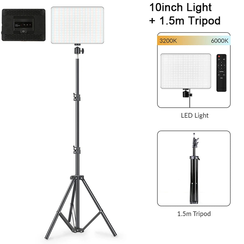 LED Video Light Panel for Content Creation - Adjustable Color Temp 10inch Light 1.5m Tidesmit