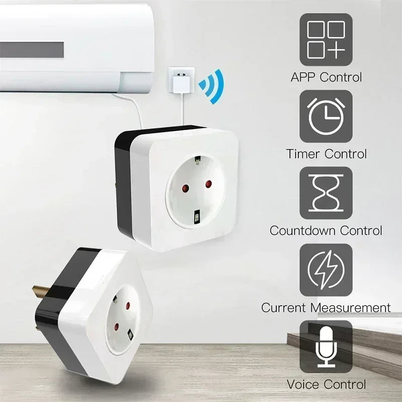Tuya Smart Life WiFi Air Conditioner Plug Socket 16A UK US DE Outlet IR Remote Controller Alexa Google