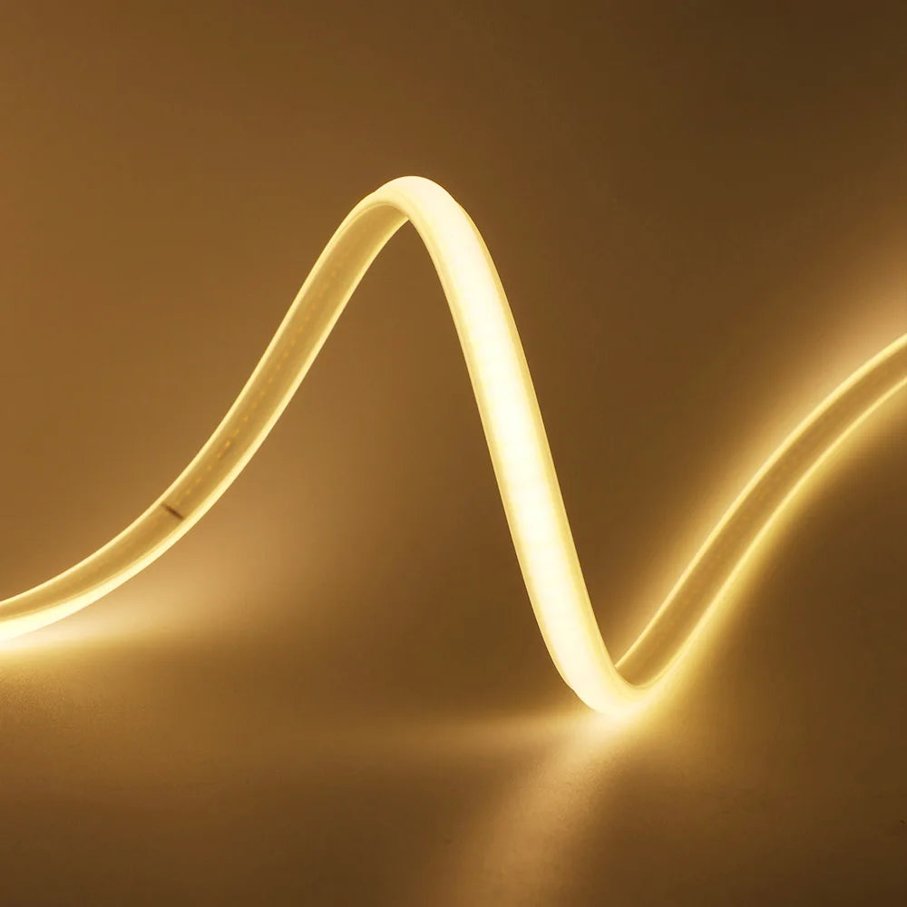 220V COB LED Neon Strip Light with Dimmer Switch Power Kit 288LED High Density Linear Lighting Waterproof Flexible Silicone Lamp