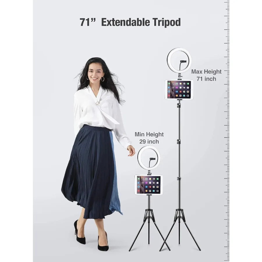 12-Inch Dimmable Ring Light with 72-Inch Tripod for Professional Content Tidesmit
