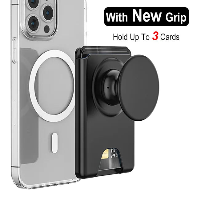 Magnetic Phone Wallet Case with Grip - Slim Shock-Absorbing Cover Black Tidesmit