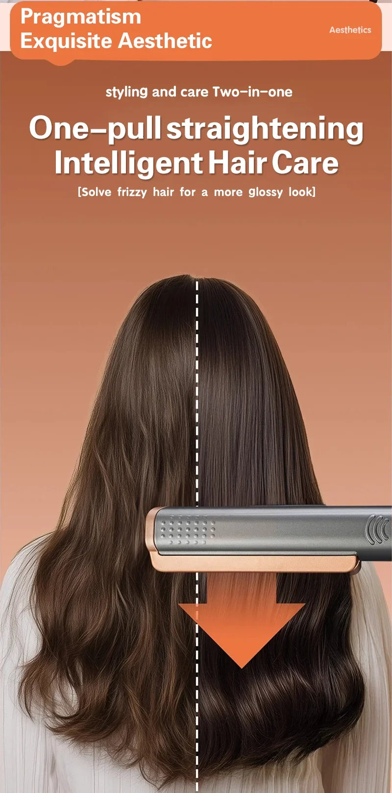 TINSOL 2-in-1 gray and rose gold professional ionic hair straightener curling iron styling frizzy hair for shine.