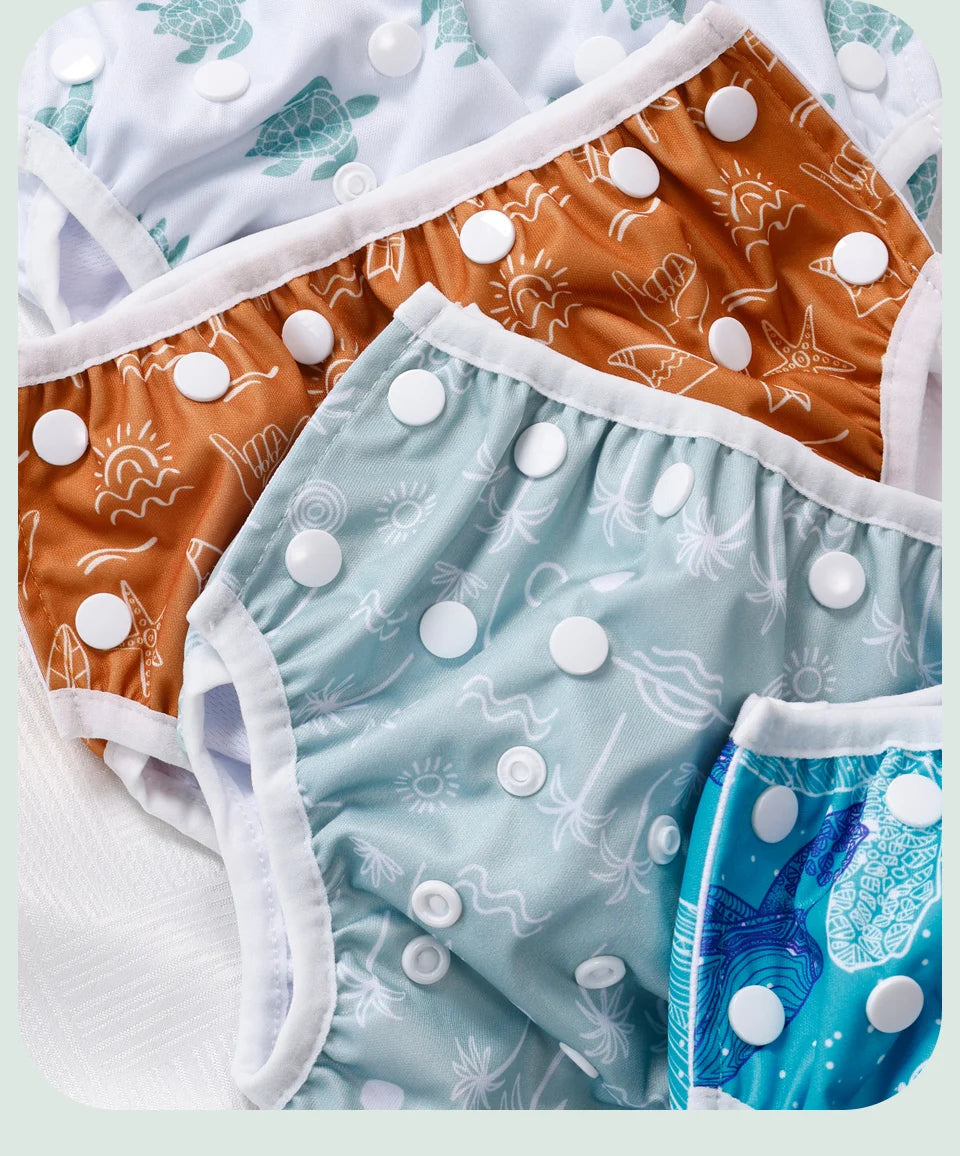 HappyFlute 3-Piece Mesh Cloth Inner Fabric Baby Swimming Diaper Reusable Adjustable 0-3 Years Summer Diaper