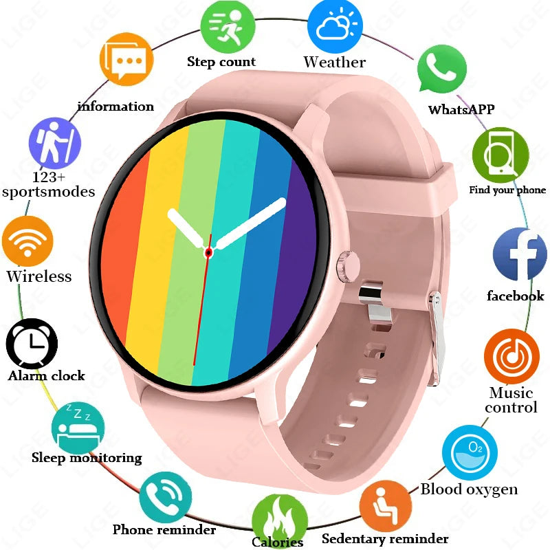 New Smart Watch 1.26" HD Smartwatch for iOS Android Answer/Make Call 100+ Sport Fitness Tracker Heart Rate Monitor Smart Watches