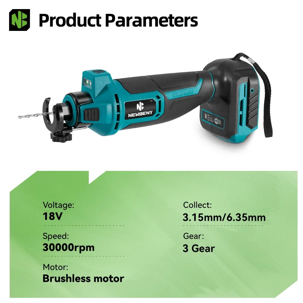 NEWBENY 3 Gears Brushless Electric Drywall Cut Out Tool Cutting Woodworking Drywall Sheetrock Tools For Makita Battery Pin
