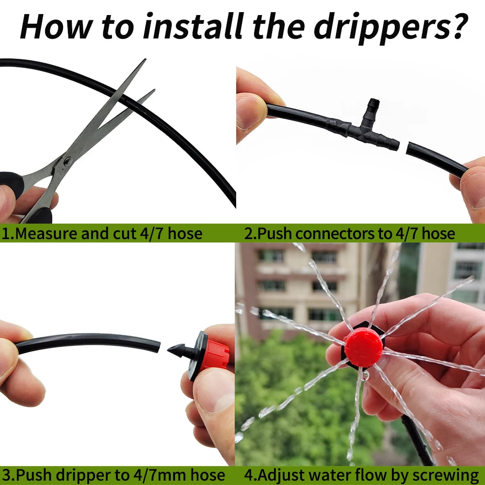 WUJEE 5M-25M DIY Drip Irrigation System Automatic Watering Garden Hose Micro Drip Garden Watering Kits with Adjustable Drippers