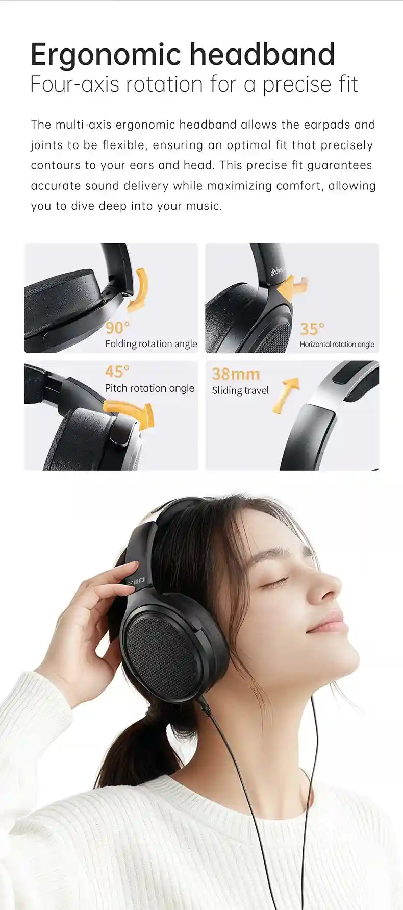 Planar Magnetic Headphones JT7 Black - Over-Ear Audiophile Headset Tidesmit