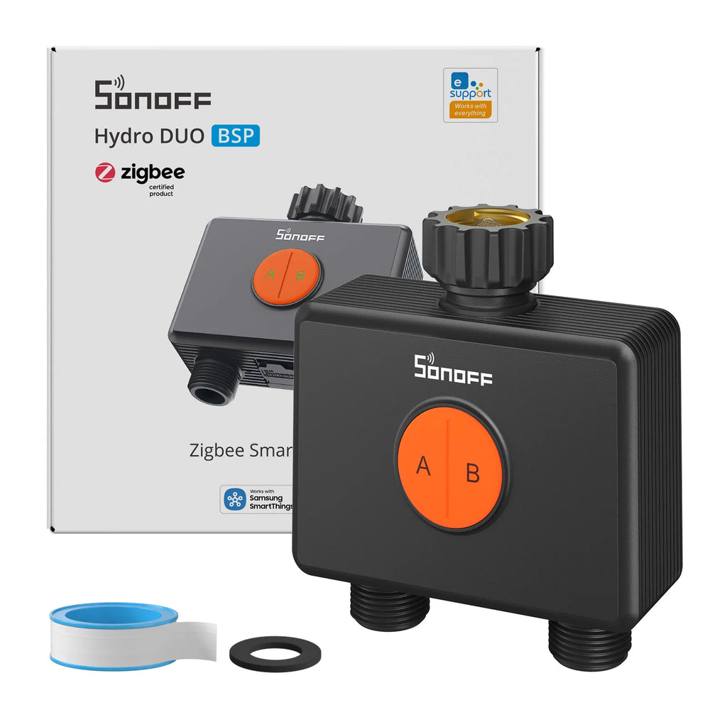 SONOFF Garden Watering Timers 2 Outlet Sprinkler Hydro DUO Dual-Channel Zigbee Smart Water Valve With Flow Meter SWV-ZF2E