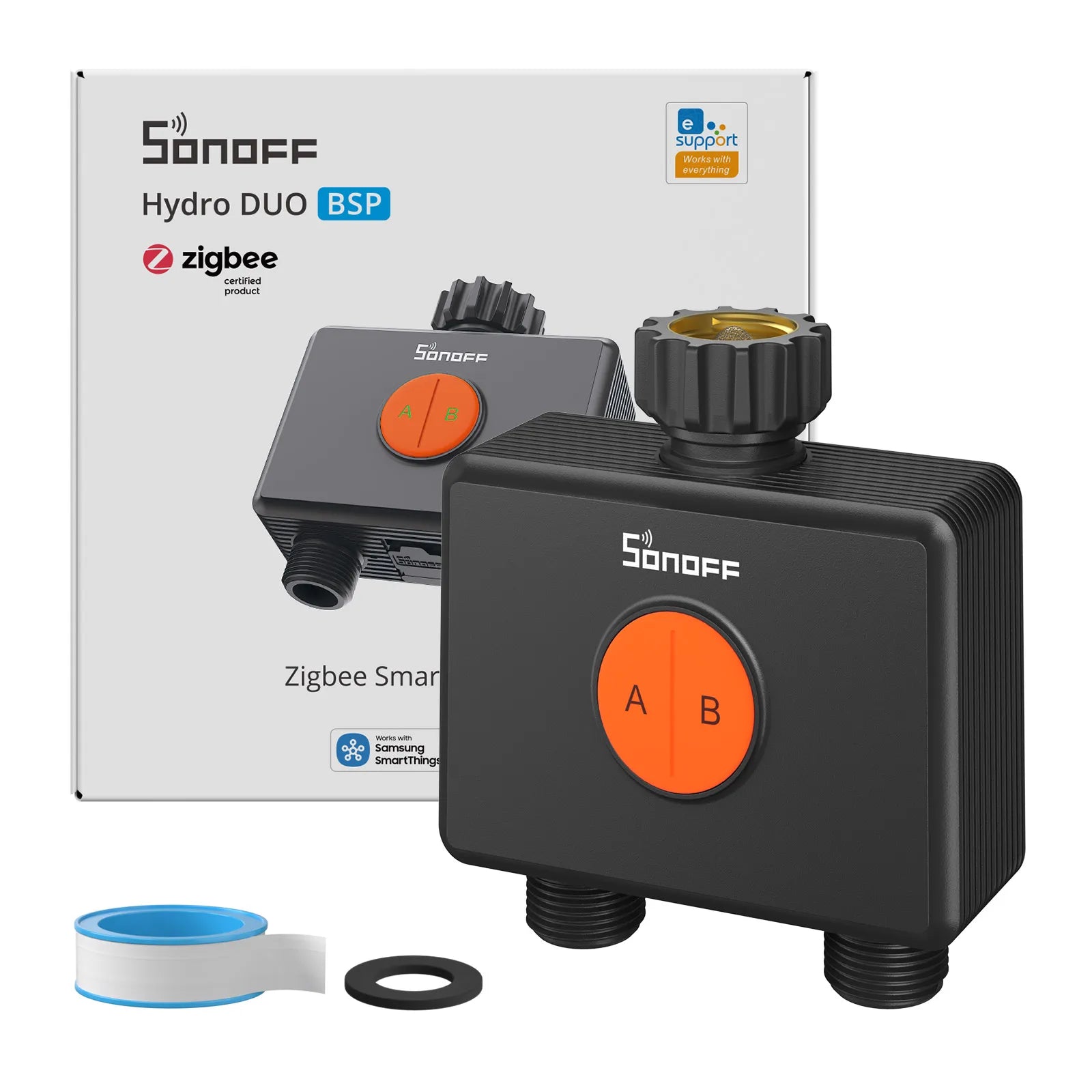 SONOFF Garden Watering Timers 2 Outlet Sprinkler Hydro DUO Dual-Channel Zigbee Smart Water Valve With Flow Meter SWV-ZF2E