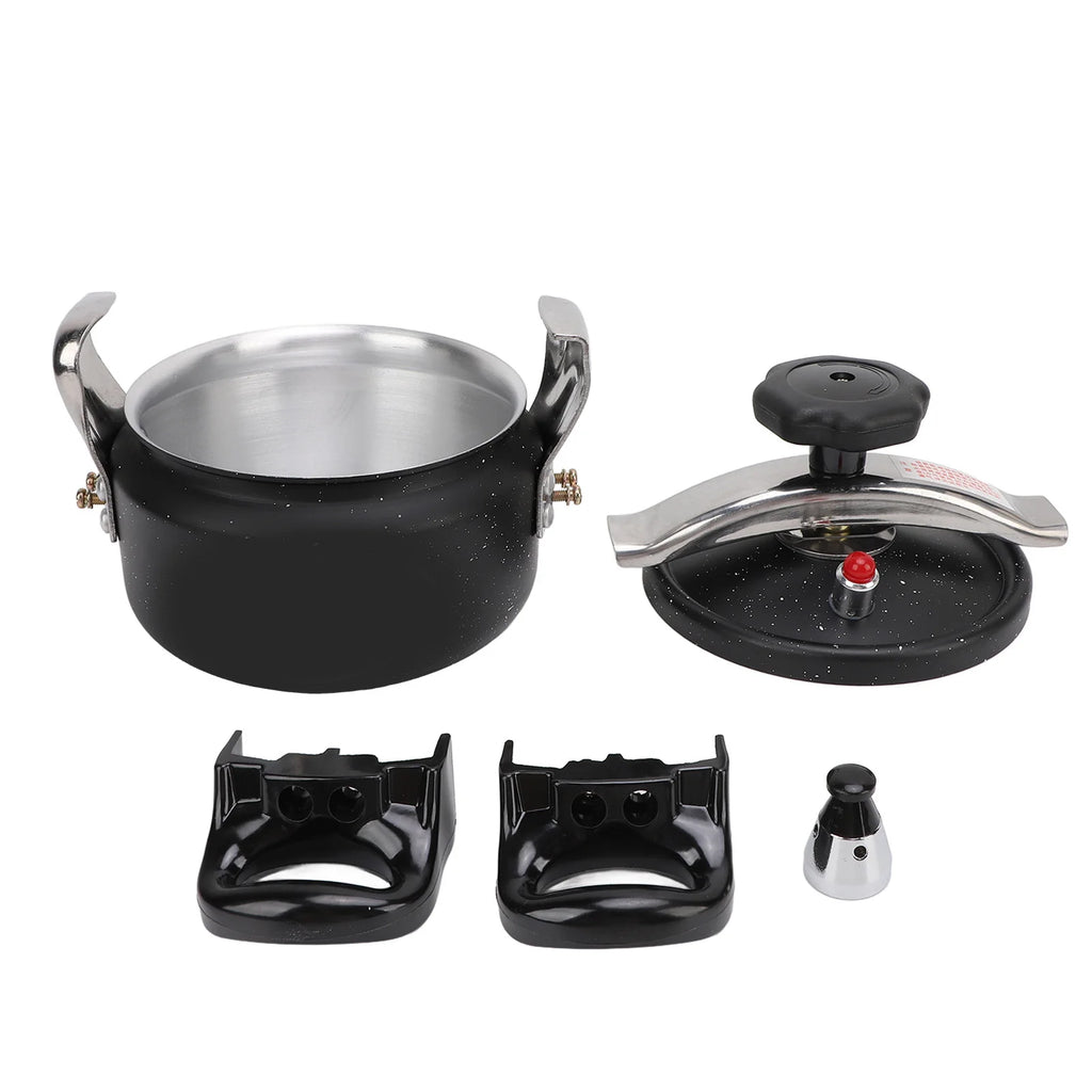 Black speckled pressure cooker bundle with matching lid and included pressure parts
