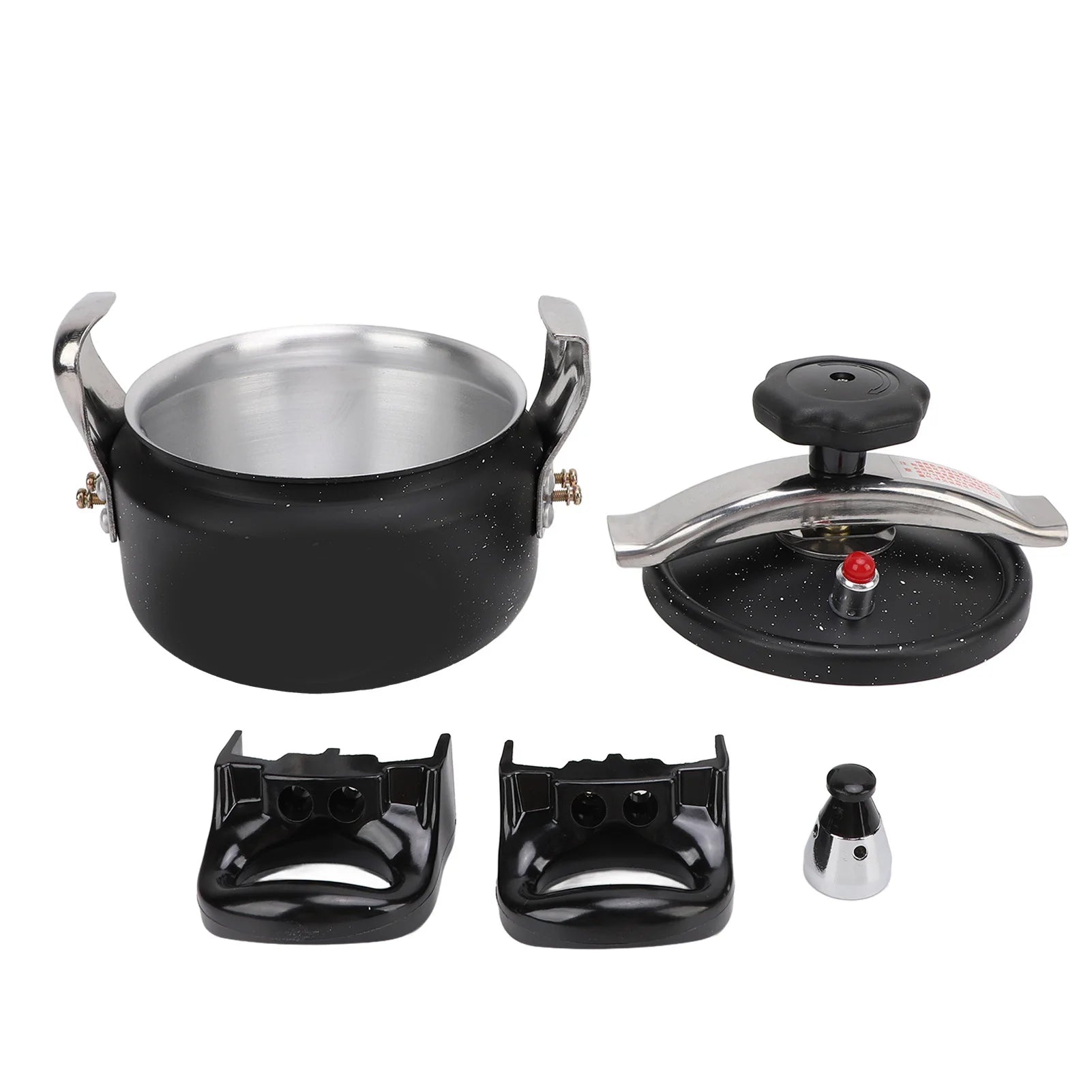 Black speckled pressure cooker bundle with matching lid and included pressure parts