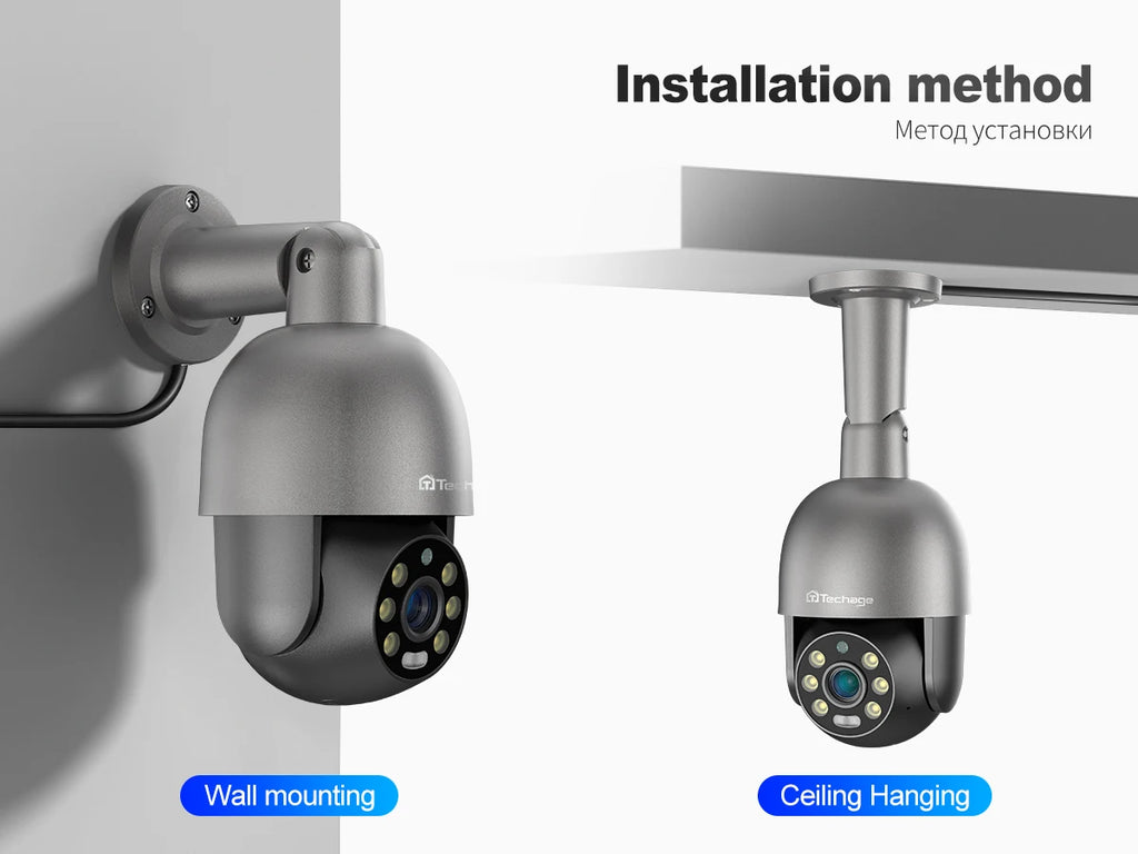 Techage 8MP 5MP 4MP PTZ Security POE IP Camera Dome Video Camera 4K Outdoor Ai Human Detected Two Way Audio Camera XMEye TF Card