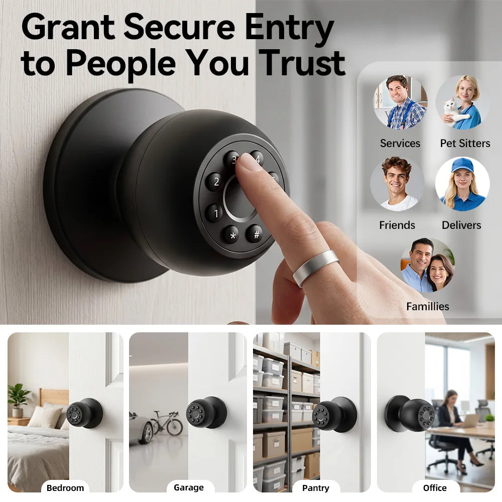 Tuya Smart Bluetooth Fingerprint Lock Smart Life Control Passcode Unlock Electronic Digit Home Intelligent Security System