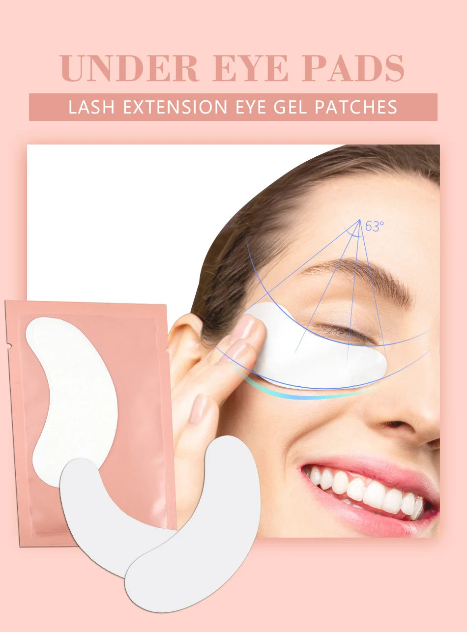 Tidesmit 50 pairs lint-free under eye hydrogel patches for professional eyelash extension application detail view