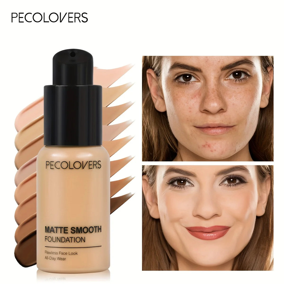 Tidesmit matte liquid foundation texture close-up showing multi-tone nature effect and all-day enhanced coverage