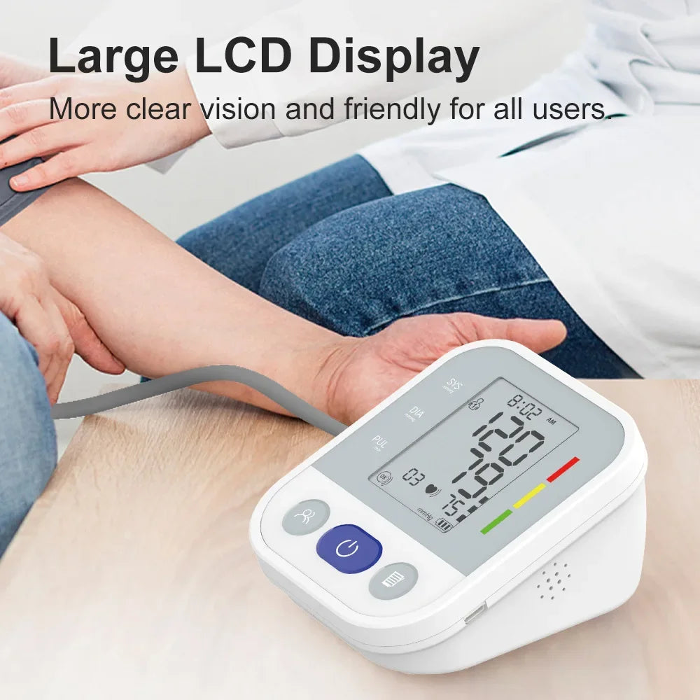Automatic Upper Arm Blood Pressure Monitor Medical High Precision BP Tester Smart Digital Sphygmomanometer for Home Hospital