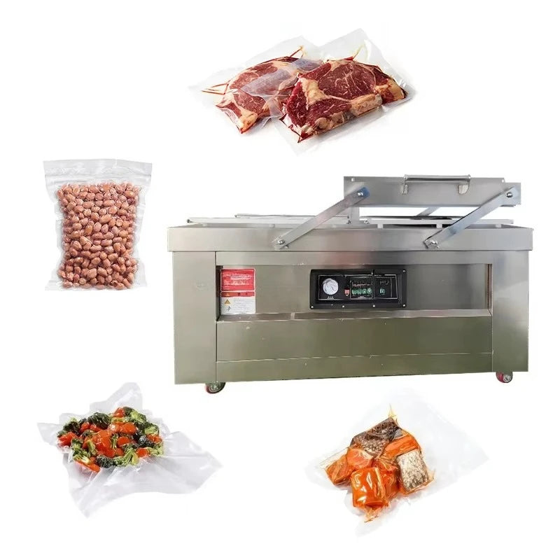 Customized Commercial Heavy Duty Electric Vacuum Packing Machine Double Chamber Semi Automatic Food Meat Fruit Vegetable Sealer