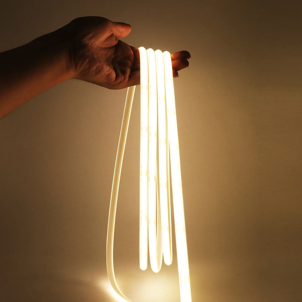 12V 24V IP68 Waterproof COB LED Strip Light 5m 10m 15m 20m 0.5m Flexible Tape IP30 320 LEDs High Density Bright Liner Lighting