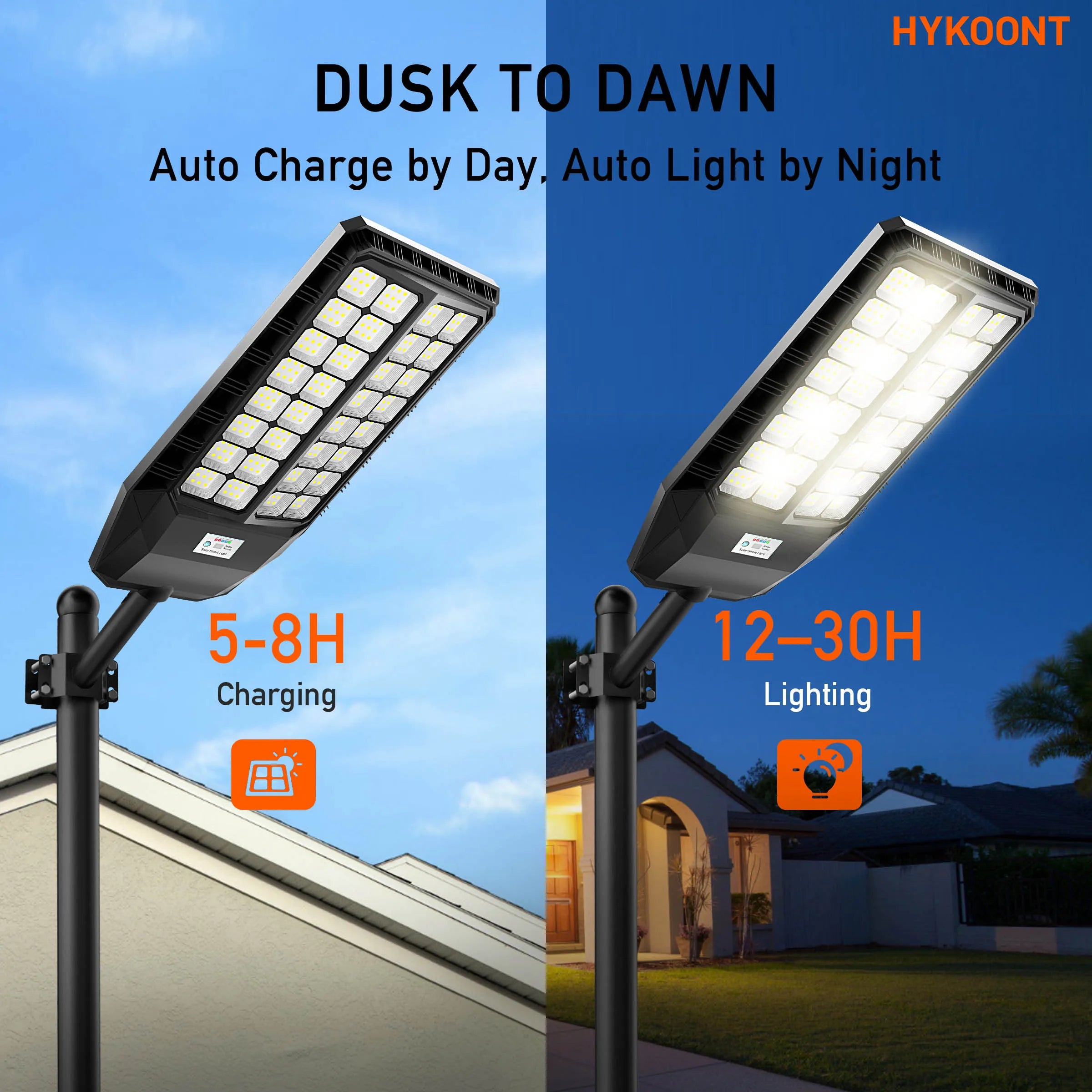 Solar Street Light Outdoor LED, Solar Security Light with Motion Sensor and Remote Control, 550000LM High Brightness Solar Powered Lighting, IP66 Waterproof Dusk to Dawn Light for Yard Driveway Parking Lot Road