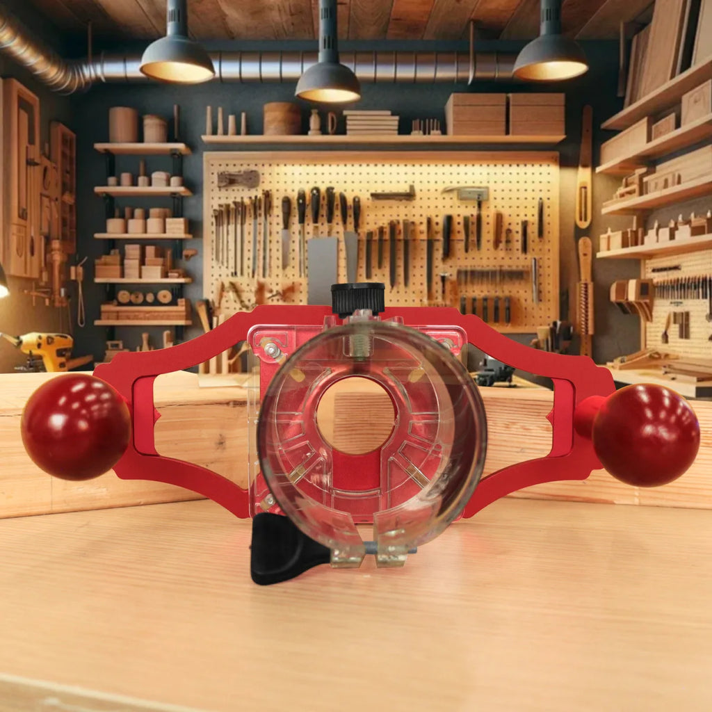 Upgraded Woodworking Router Base, Edge Guide Slotting Base with Handles and Centerline Pointer for Milling & Trimming
