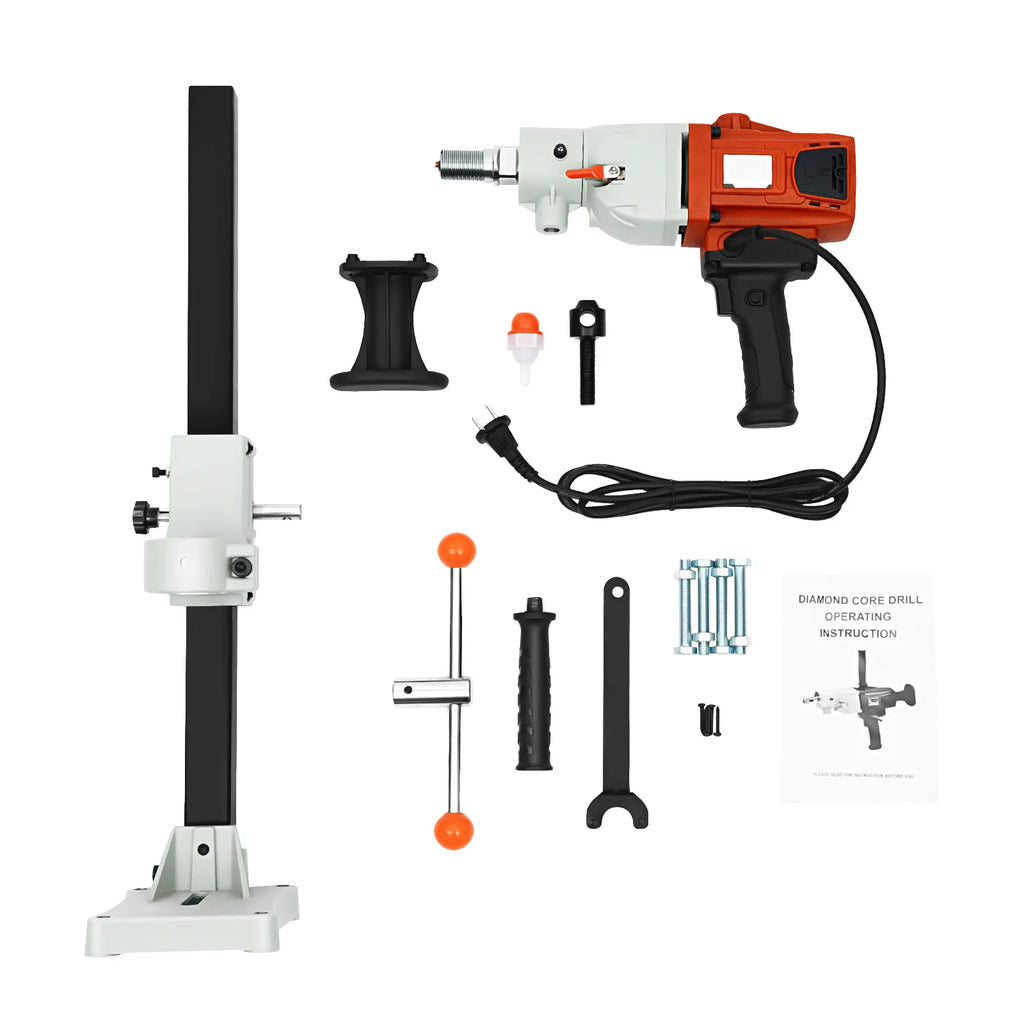2200W Concrete Core Drill Rig 180mm, Wet Dry Diamond Drilling Machine 1200RPM, Vertical Handheld 2-in-1 Core Drill Rig 220V EU