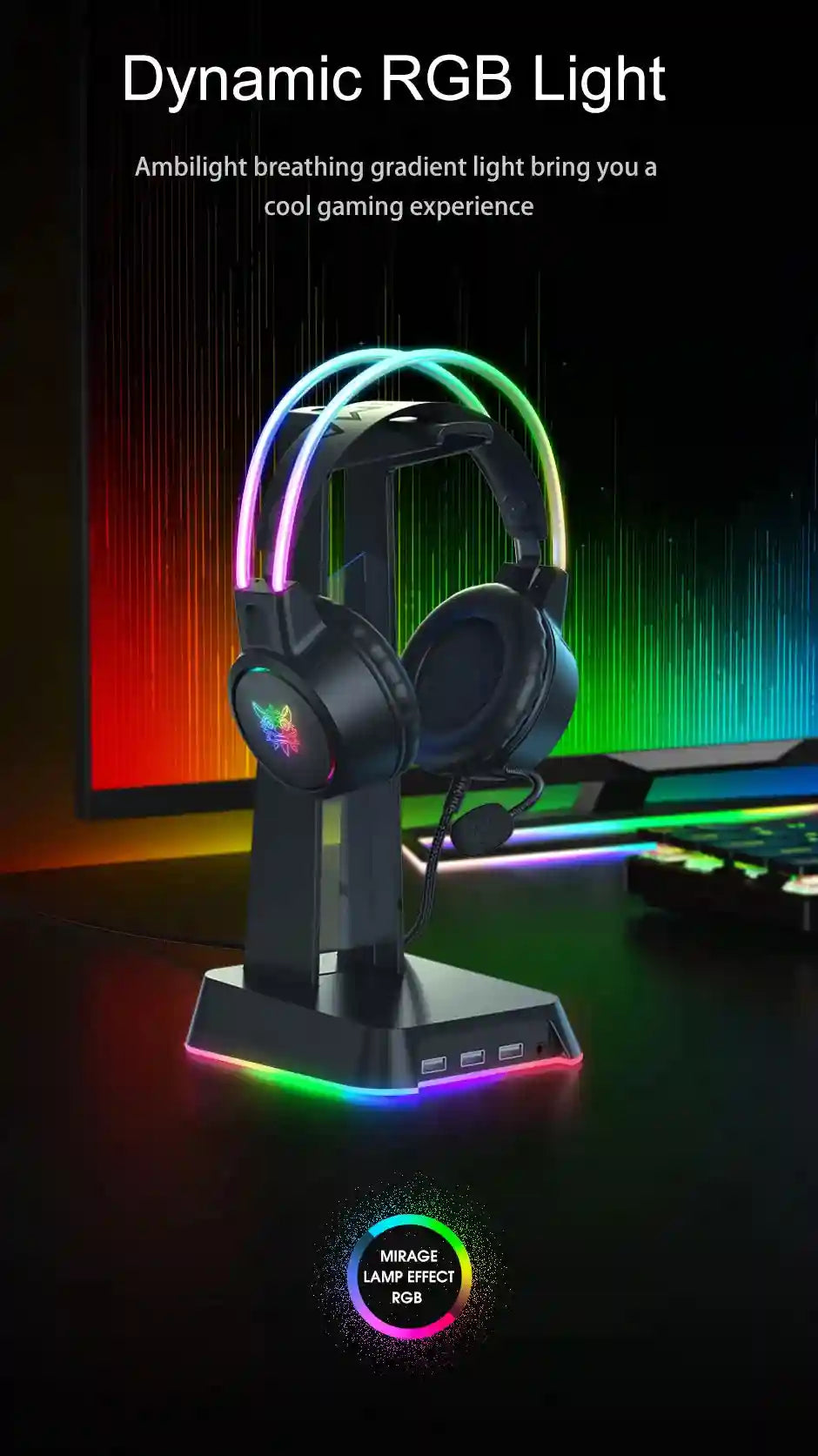 Pink Cat Ear Gaming Headset | Wireless Over-Ear Headphones with Mic Tidesmit
