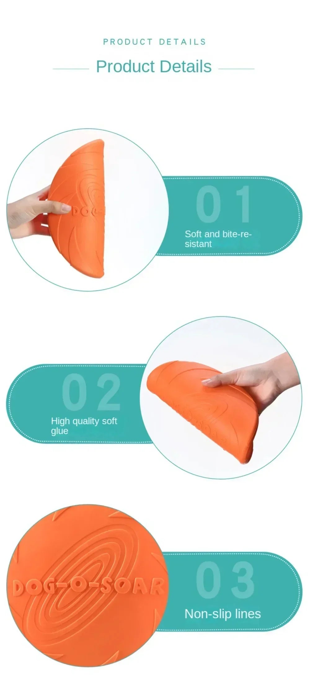 Orange 22cm silicone dog frisbee. Soft, bite-resistant flying disc toy for interactive outdoor puppy and dog training.