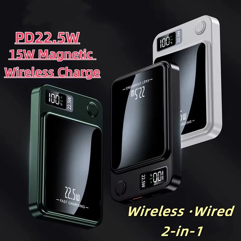 Magnetic Wireless Power Bank 50000mAh - Fast Charging USB-C Travel Battery Tidesmit