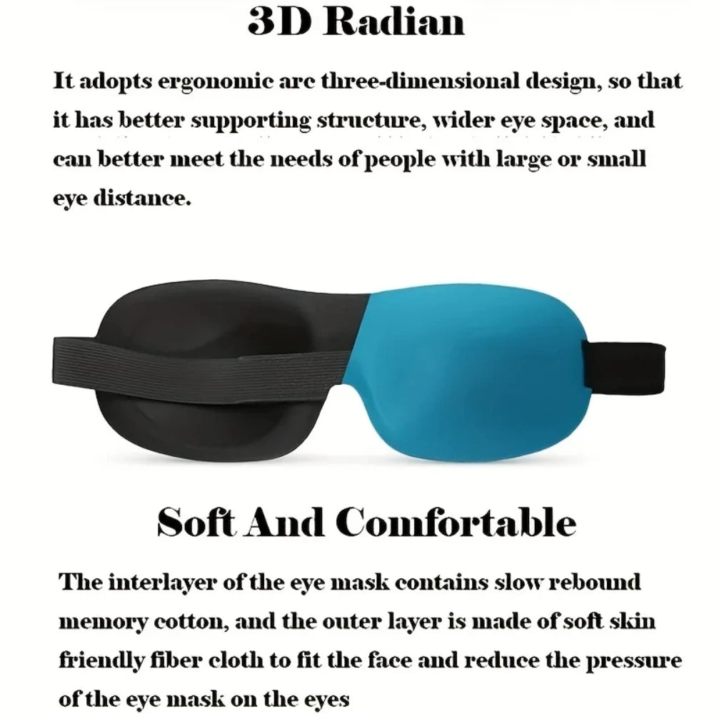 3D Sleep Mask Memory Foam - Ergonomic Light Blocking Travel Eye Cover Massage Chairs Tidesmit