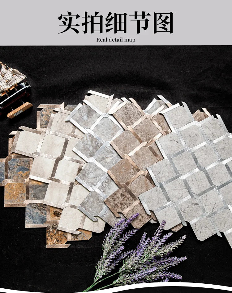 Mosaic Wall Tile Peel and Stick Self Adhesive Wall Stickers Waterproof Aluminum Composite Rectangle Kitchen Bath Tile Backsplash