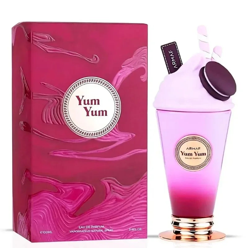 Armaf Yum Yum EDP: 100ml women's floral-fruity perfume in a unique ice cream sundae bottle with cookie topper.