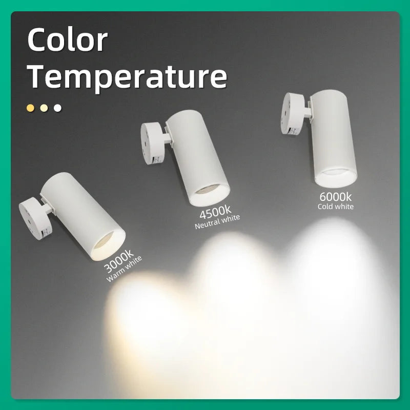 Led Spotlights 85-265V Led Downlight Surface Mounted Spot Lamps Tricolor Indoor Lighting Fixture for Living Room Bedroom Kitchen