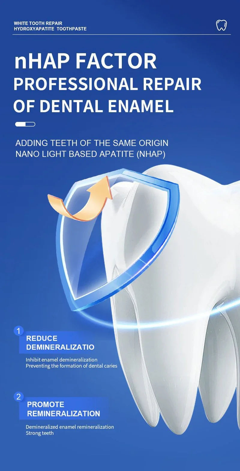 Tidesmit whitening toothpaste with hydroxyapatite for deep stain removal, plaque control, and healthy gums