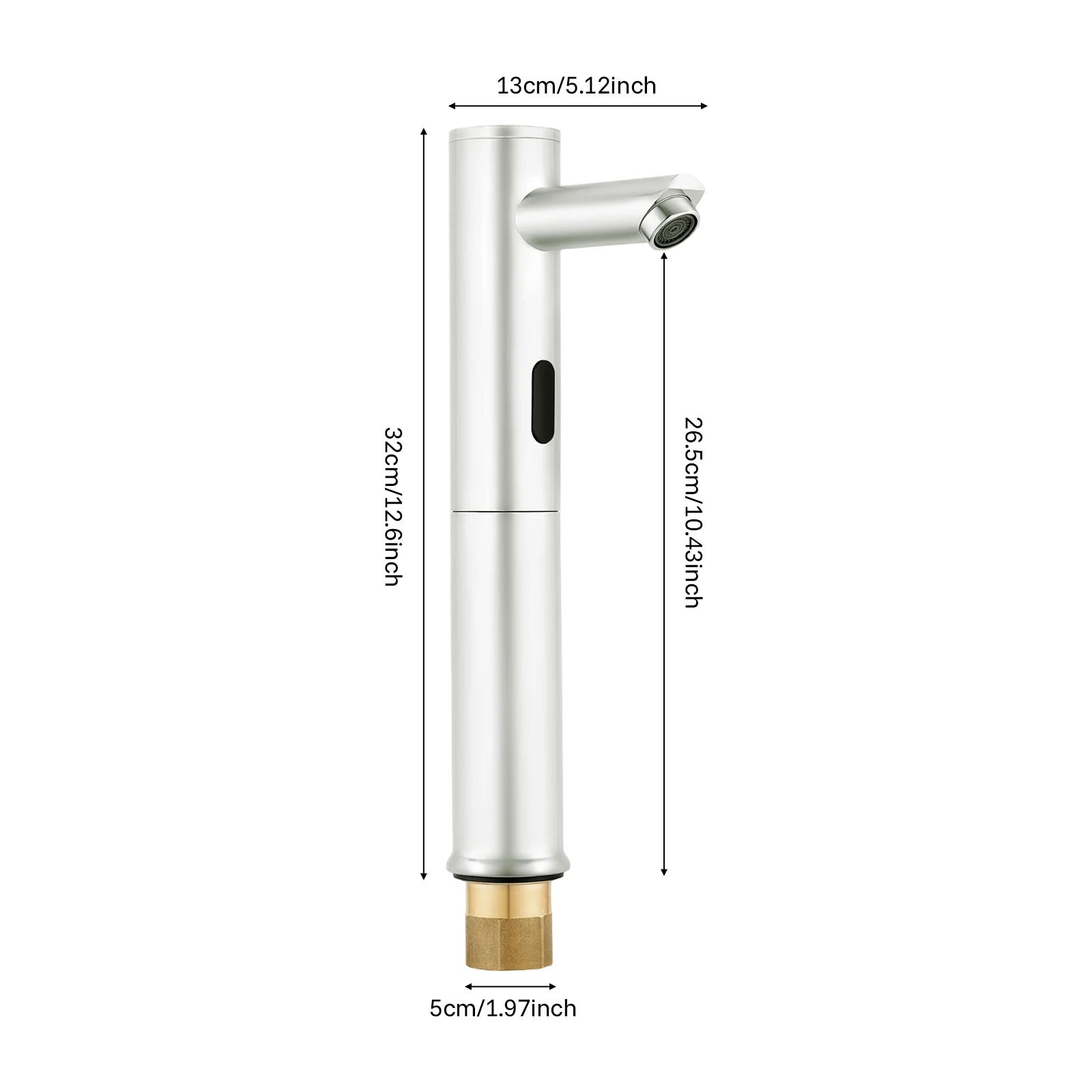 Automatic Sensor Faucet, Touchless Stainless Steel Bathroom Sink Mixer Tap, Hands-Free Cold Water Only with Control Box, Modern Silver Tall Design for Home Hotel Kitchen Hospital, Easy Clean Anti-Rust