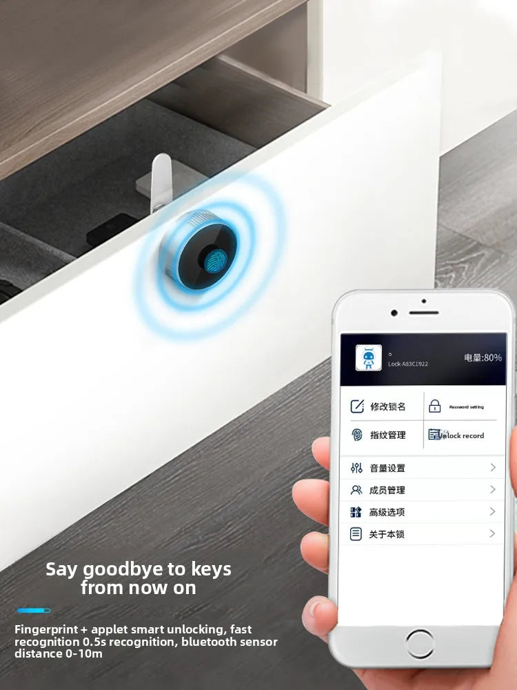 KOB Smart Cabinet Cam Lock - Remote Unlock Fingerprint Password Lock for Office Desk File Metal Cabinet Drawer