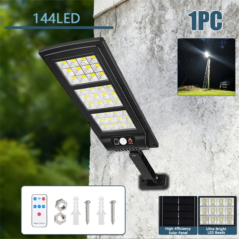 6000K Brightness Solar LED Street Light with 666 Lamp Beads, Built-In Infrared Sensor for Automatic Lighting. Solar-Powered with Zero Electricity Cost, Ideal for Garage And Street Lighting