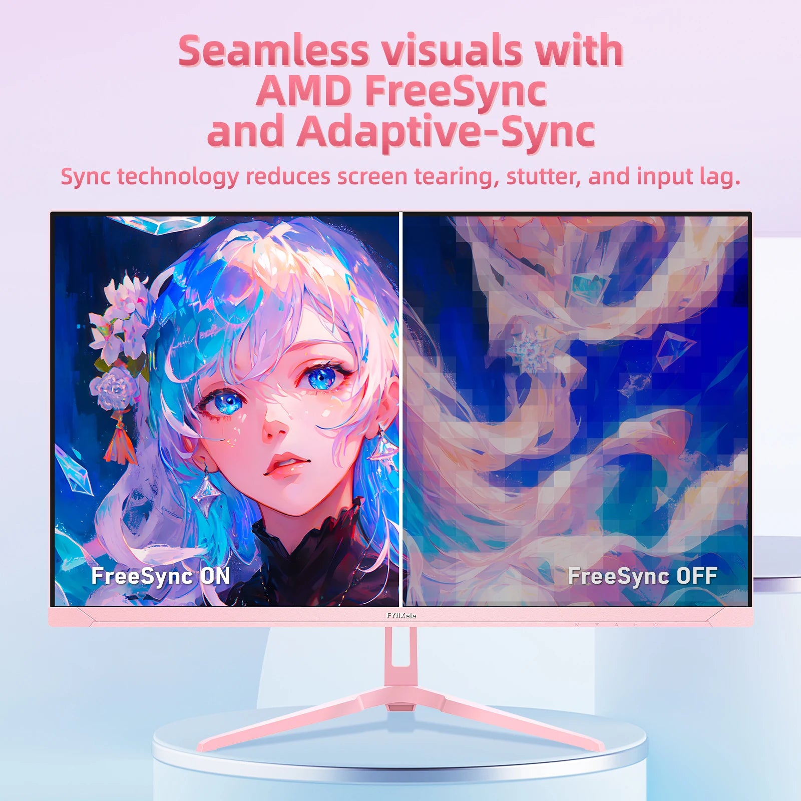 FYHXele 24" 200Hz Gaming Monitor FHD 1080P Fast IPS 1ms FreeSync 99% sRGB HDMI DP USB VESA Mountable Pink
