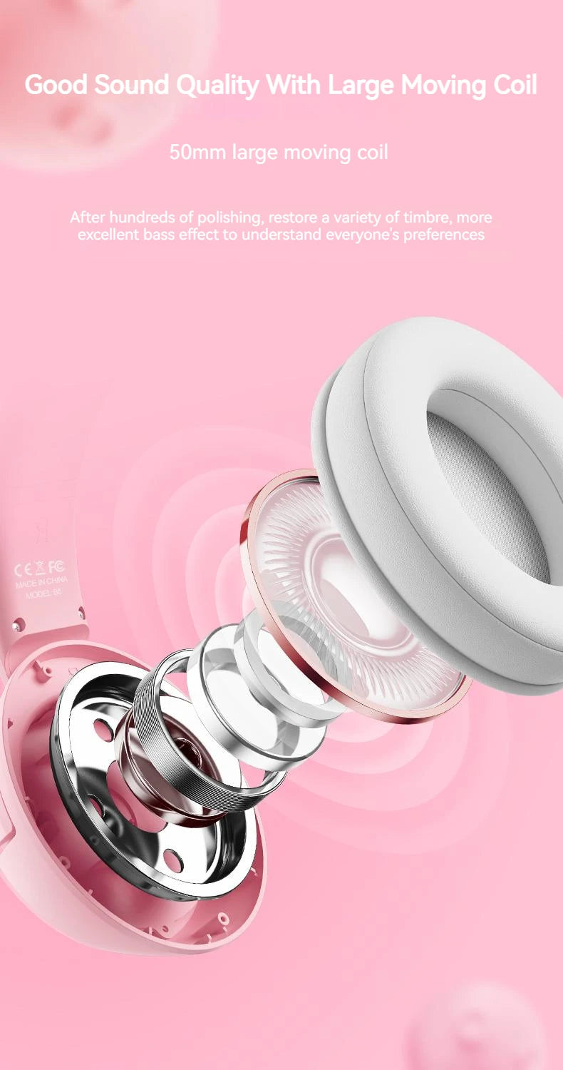 Wireless Cat Ear Gaming Headset | Low Latency Over-Ear Headphones Tidesmit