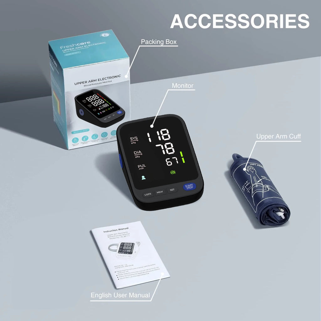 Kingclinic Blood Pressure Machine, Automatic Digital Upper Arm Blood Pressure Monitor with Adjustable Large Cuff